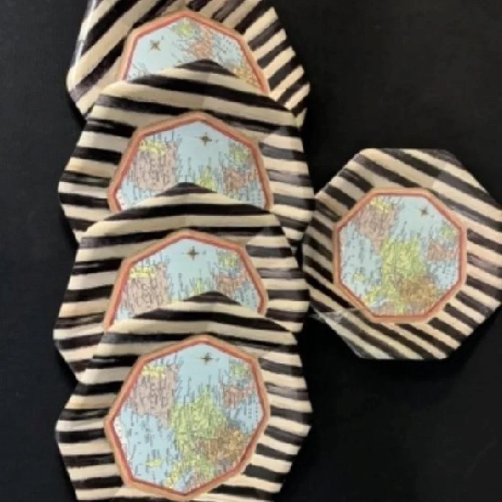 MacKenzie-Childs Vintage Paper Dinner Plates Atlas Sealed in Cellophane / set 12